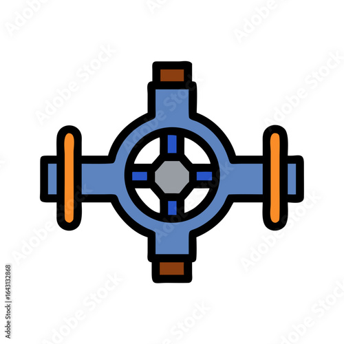 Turning pipe valve icon design.