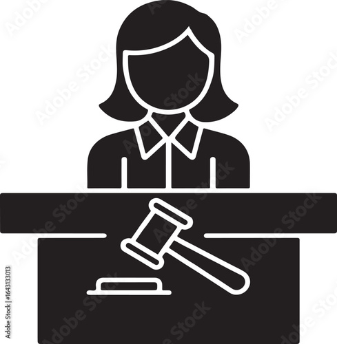 Silhouette of a Female Judge Presiding Over Courtroom Proceedings Symbolizing Justice Legal Matters and Law Enforcement Authorities