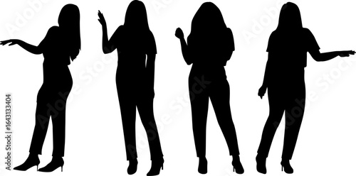 women black shapes working posture silhouette mono tone color woman stance