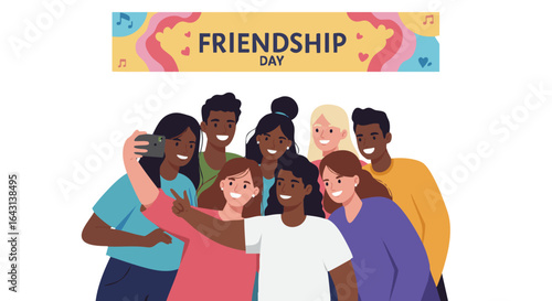 Diverse Friends Selfie Friendship Day Celebration