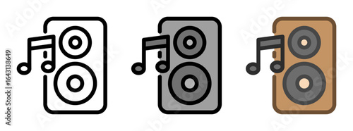 Speaker icon. Speaker, line and fill icon. Outline, filled, and color versions. Vector illustration with editable stroke. Isolated on transparent background.