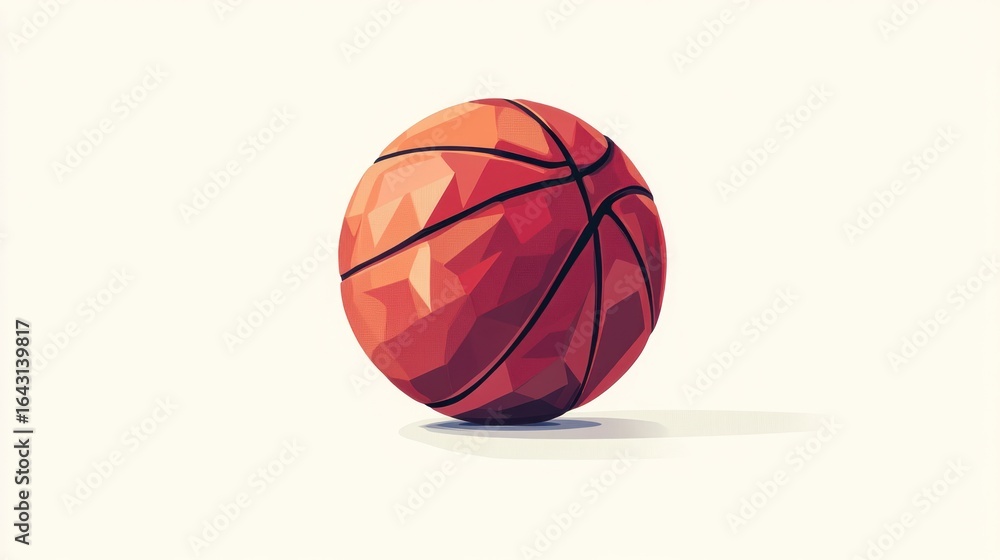 Fototapeta premium Low-poly basketball on white background