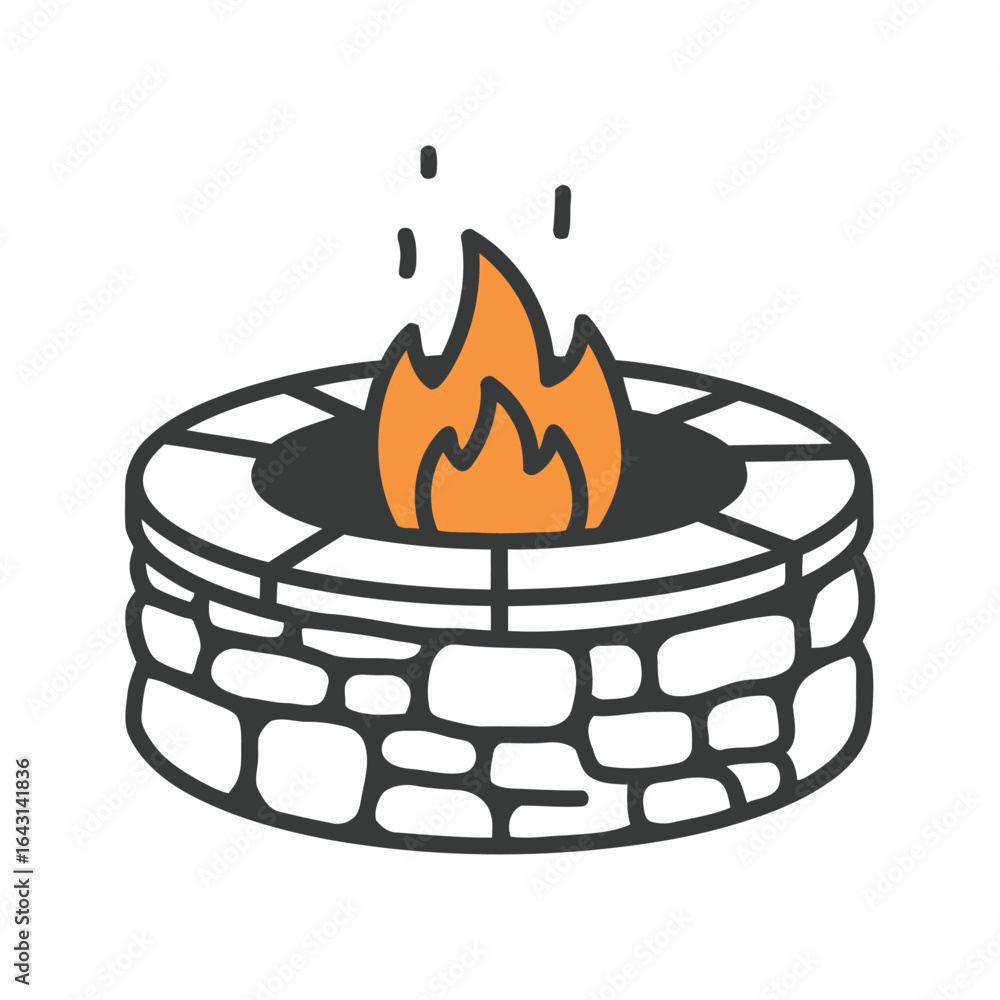 custom made wallpaper toronto digitalStone fire pit outdoor fireplace backyard fire pit campfire illustration vector graphic design element warmth cozy stonework fire flames