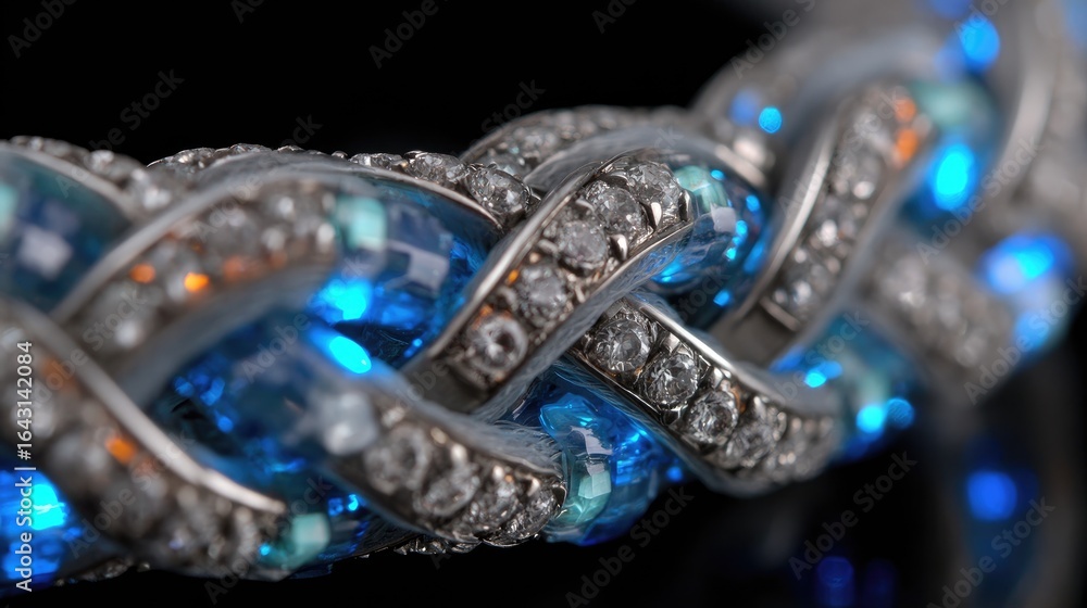 Obraz premium Close-up of a dazzling, blue and white, braided bracelet