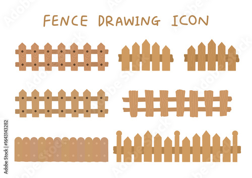 나무 울타리 드로잉 아이콘(wood fence drawing icon set)