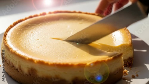 Delicious Creamy Cheesecake Slicing