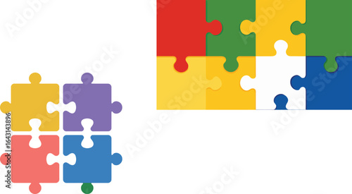 Colorful Puzzle Pieces, Connection EPS