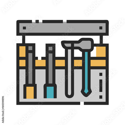 Wall mounted tool rack icon design.