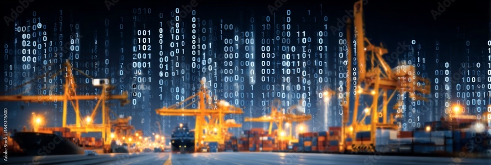 Obraz premium Digital Gateway to Global Trade Streamlining Future Commerce with Advanced Virtual Infrastructure