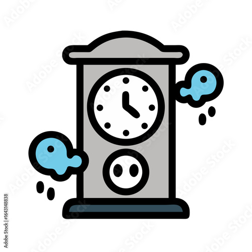 Ancient haunted clock icon design.