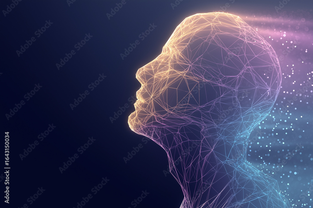 Obraz premium Abstract human head with glowing lines, representing innovation and ideas.