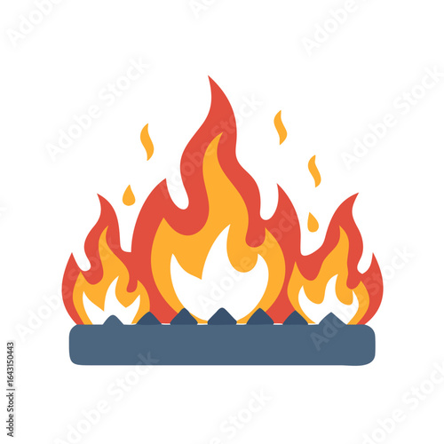 Burning fire pit icon design.