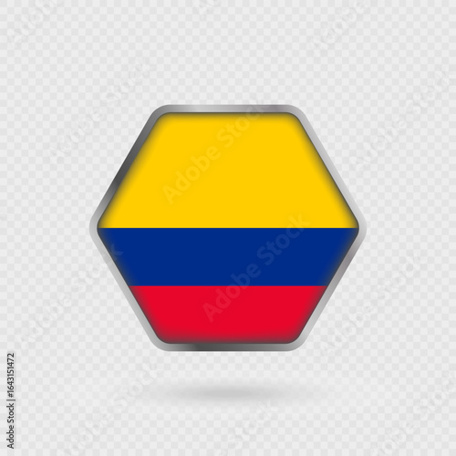 Free Download Colombia flag in a hexagon frame. - GFXLoad