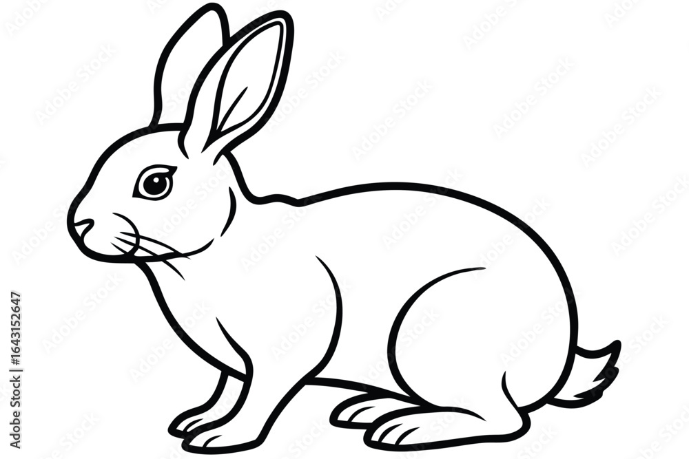 Obraz premium Black outline defines a calm rabbit sitting peacefully 