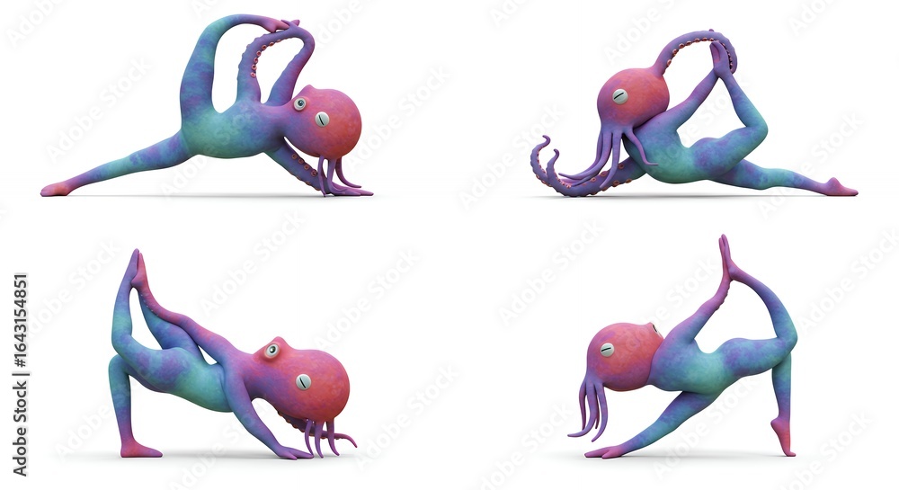 Fototapeta premium Alien yoga poses illustration