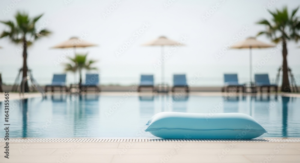 Fototapeta premium Luxury Poolside Relaxation with Inflatable Leg Pillow