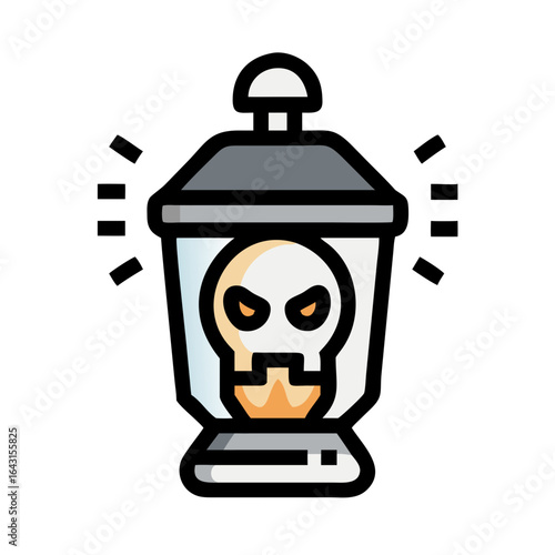 Creepy glowing lantern icon design.