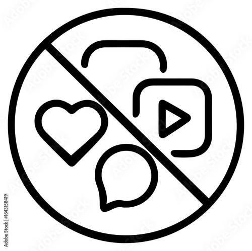 Digital Detox Icon No Likes Comments Video Shopping Online Freedom Wellbeing