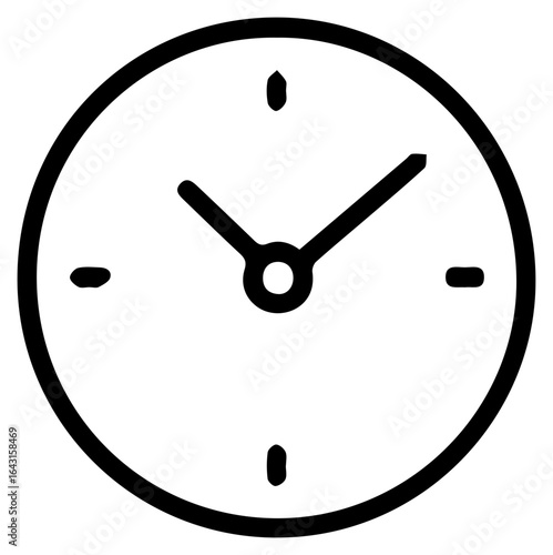 Minimalist Black Outline Clock Icon Depicting Time Measurement and Scheduling