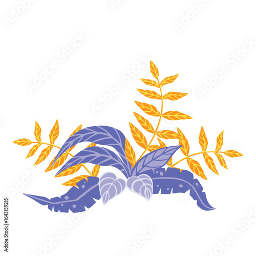 Ornamental leafy purple plant flat