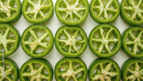 Fresh green bell peppers ar...