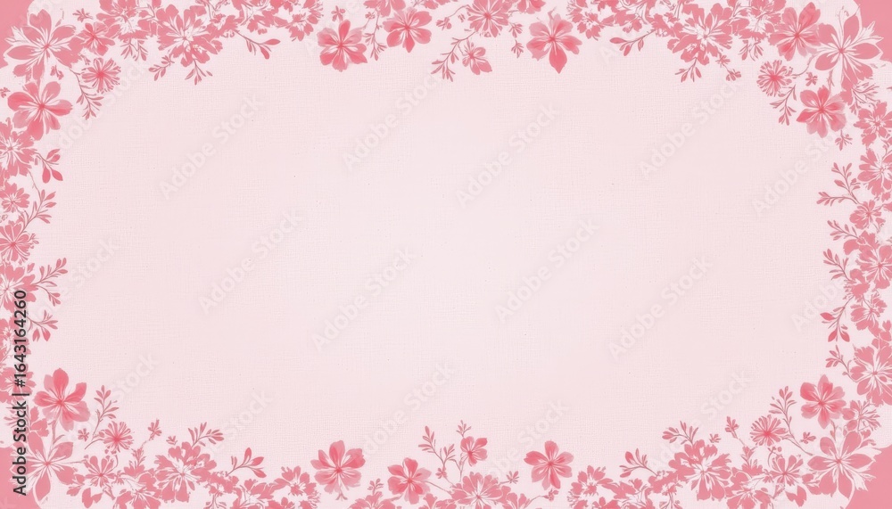 Beautiful pink floral frame on white background perfect for romantic and elegant designs Beautiful pink floral frame on white background perfect for romantic and elegant designs
