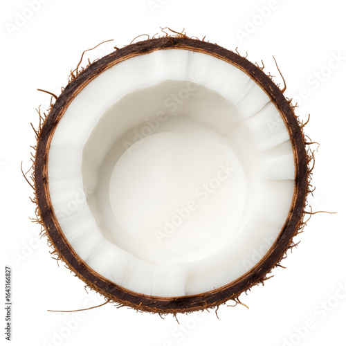 Half coconut isolated on transparent background