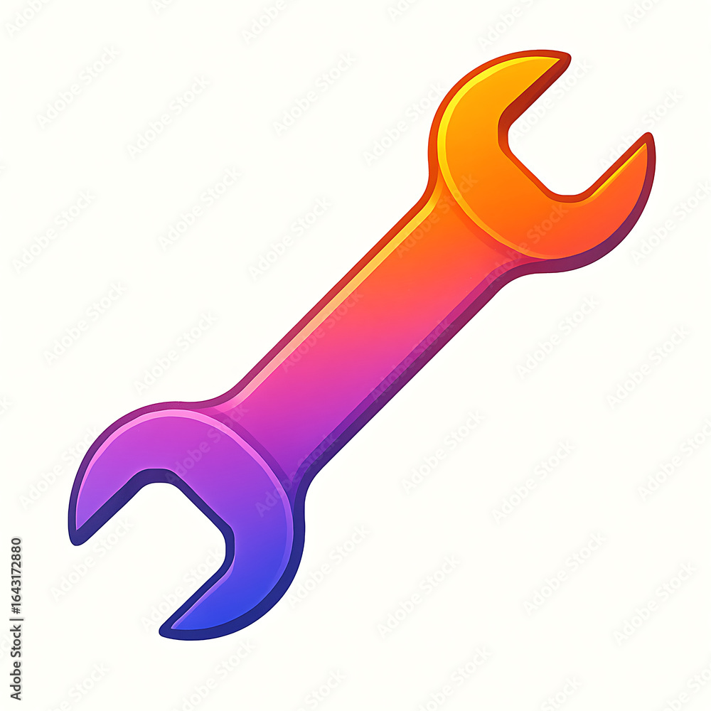 Fototapeta premium Colorful Artistic Double Open-End Wrench Icon Illustration 