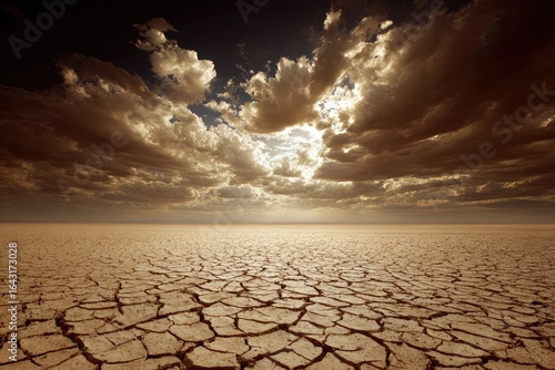 Dried cracked earth under dramatic sky (1)