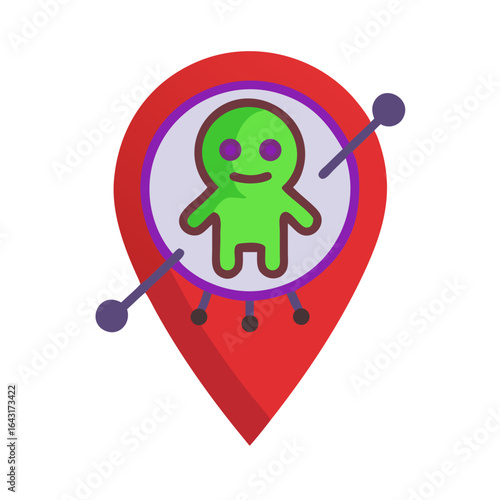 Piercing voodoo pin icon design.