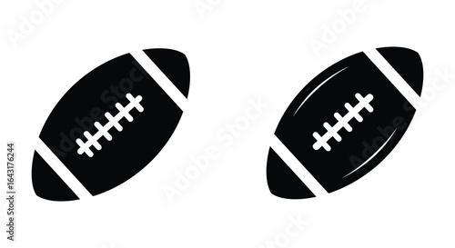 Two American Footballs Black and White Illustration for Sports Design