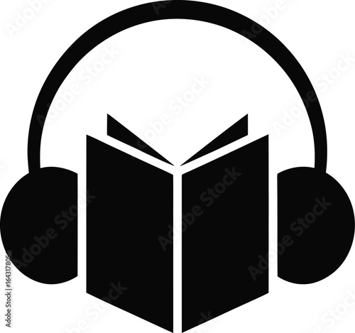 A book with headphones icon