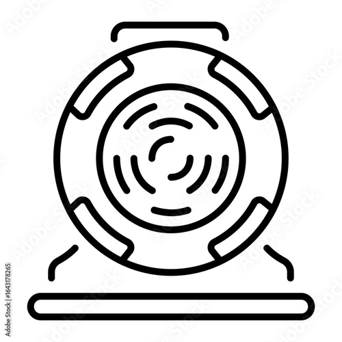 A line style icon showing space invader