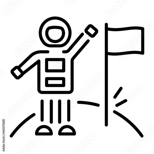 A line style icon showing space exploration