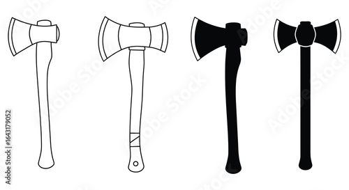 Axe Collection Hand Drawn and Silhouette Styles for Lumberjack or Fantasy Themes