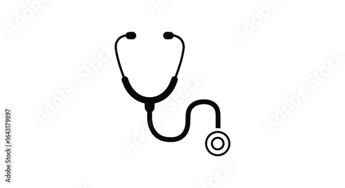 Simple Black and White Stethoscope Icon for Medical or Healthcare Professionals