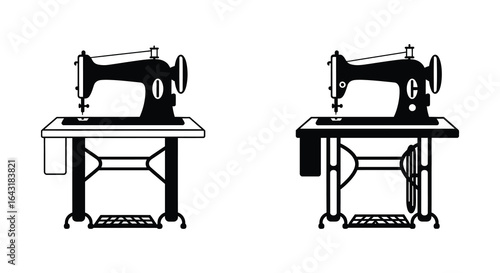 Vintage Sewing Machine Illustrations Black and White