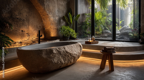 Cozy home interior with wooden table and chairs near window decorated with plants and flowers