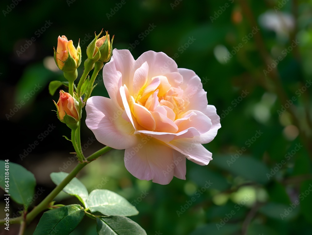 Obraz premium Beautiful Blooming Pink Rose in Vintage Garden