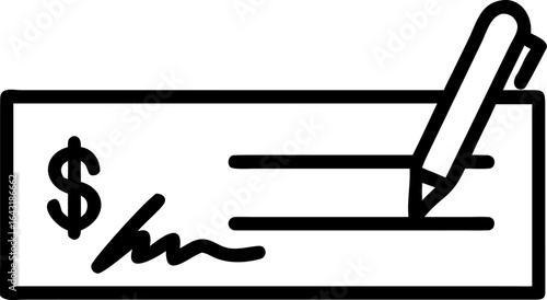 Detailed bank check illustration with signature element
