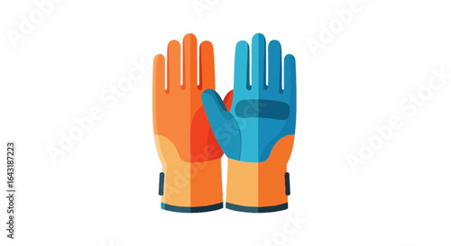 A pair of vibrant and contrasting protective gloves ready for the job