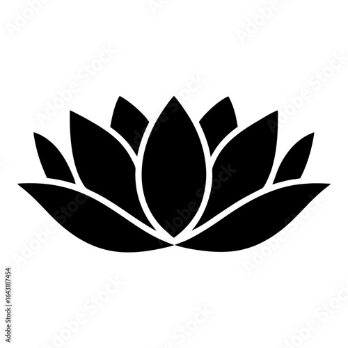 Elegant Black and White Lotus Flower Symbol with Layered Petals