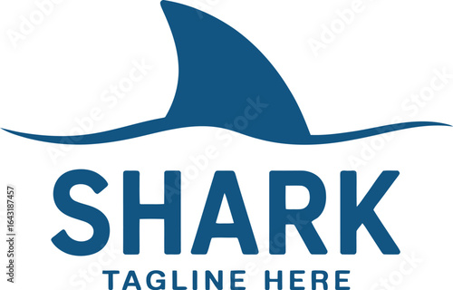 Shark fin logo blue and white