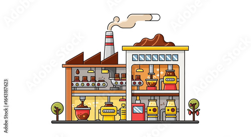 Delightful Chocolate Factory Illustration with Cartoon Style and Modern Design