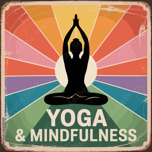 Yoga and Mindfulness Vintage Retro Poster