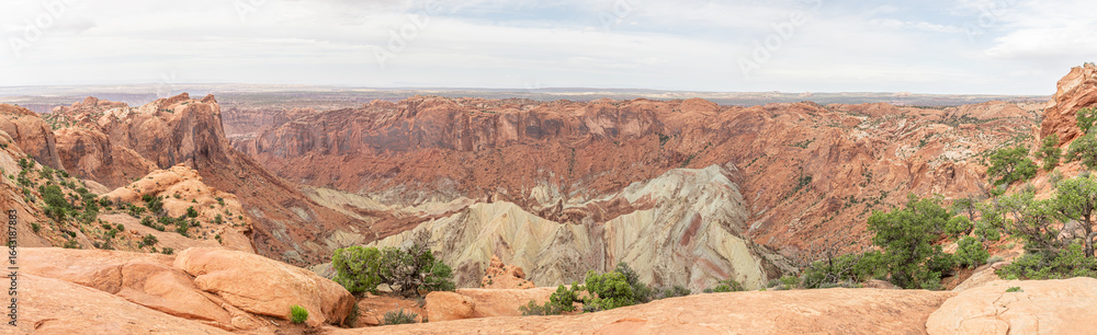 Wide Panorama of The Grand View in Canyonlands National Park, Utah, USA Wide Panorama of The Grand View in Canyonlands National Park, Utah, USA