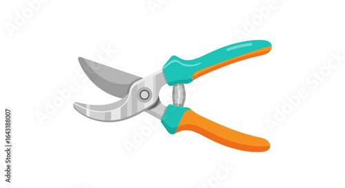 Illustration of garden secateurs for pruning branches with ergonomic handles