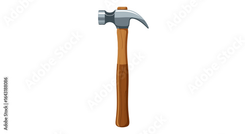 Illustrative Rendering of a Classic Hammer Tool Isolated on White Backdrop