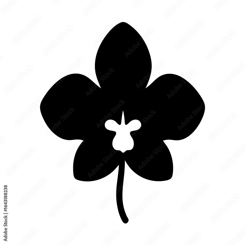 Black Orchid Silhouette with Elegant Floral Design and Single Stem Detail Black Orchid Silhouette with Elegant Floral Design and Single Stem Detail