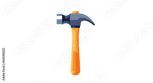 Isolated claw hammer with wooden handle on white background illustration